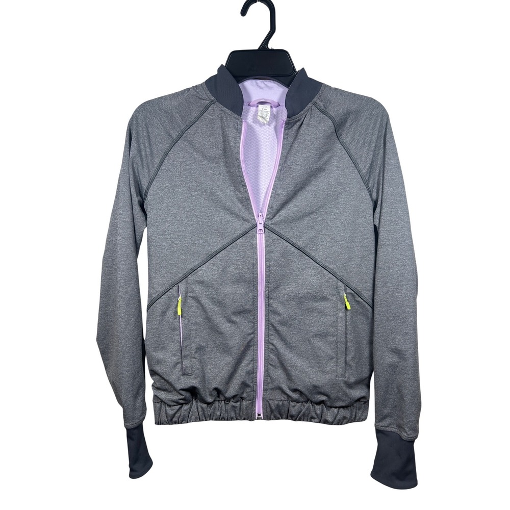 Ivivva Girls Activewear Jacket Size 14 Gray/Purple‎ Athleisure Full Zip